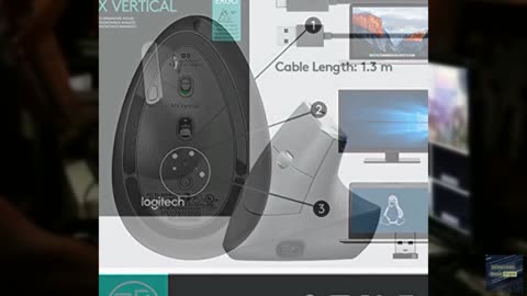 Logitech MX Vertical Wireless Mouse – Ergonomic Design Reduces Muscle Strain, Mo