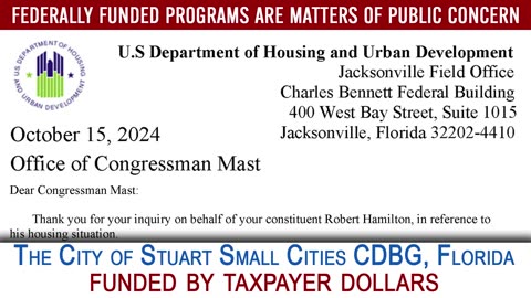 Project’s Status Misrepresentation - The City of Stuart Small Cities CDBG, FloridaCommerce