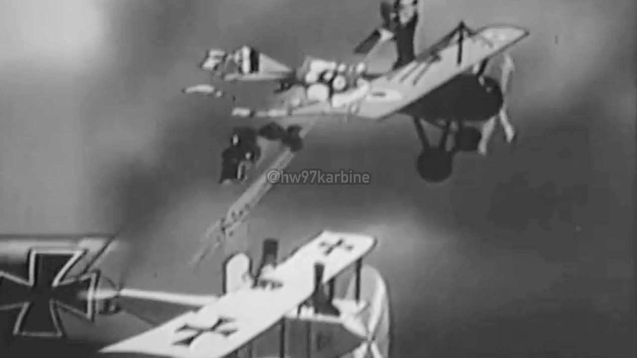 WWII-era cartoon summarizing the development of aerial combat during WWI