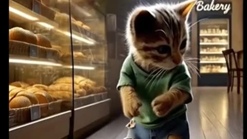 kitten getting bread for its puppies! Miau miau miau.🥺🥺| AI Cat Video | Created by hunyyy editzs |