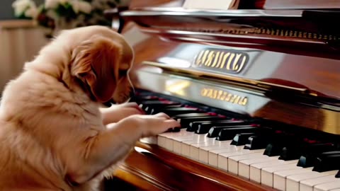 Dog Playing Piano 🥰 #dog #piano #dogplayingvideo #cute #cutedog #shor...