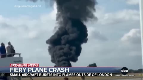 Fiery plane crash near London