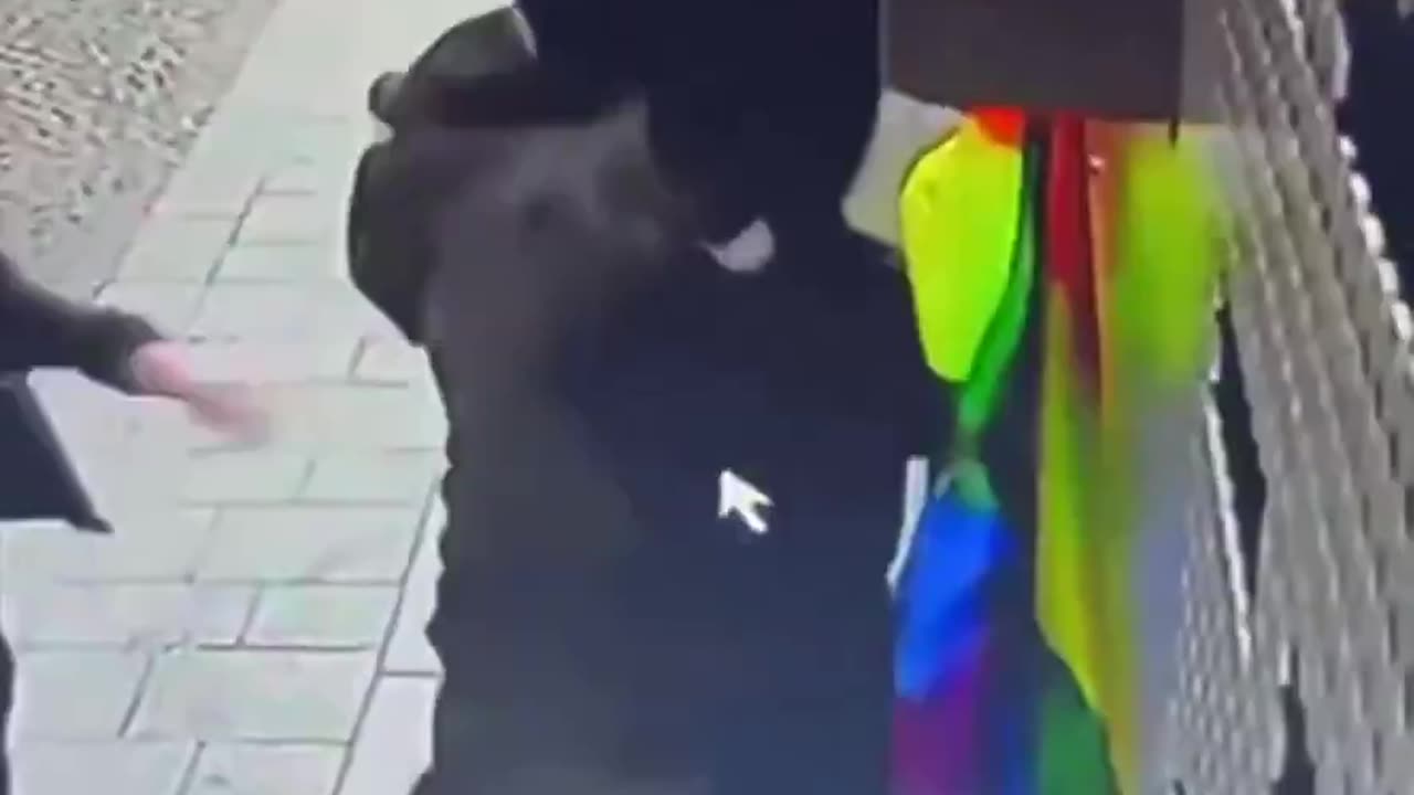 A gay bar in Paris had its pride flags ripped down by Muslim suspects.