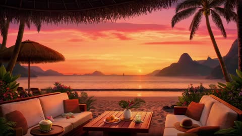 Sunset Beach Vibes 🌅 Relaxing Bossa Nova with Ocean Waves & Tropical Birds