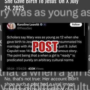 Fact Check: Karoline Leavitt Did NOT Post 'Mary Was As Young As 12 When She Gave Birth To Jesus'