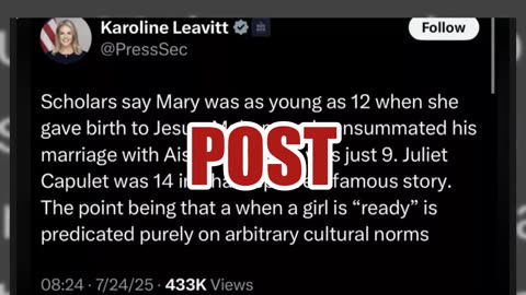 Fact Check: Karoline Leavitt Did NOT Post 'Mary Was As Young As 12 When She Gave Birth To Jesus'