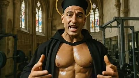 Thomas Aquinas but it's a gymbro