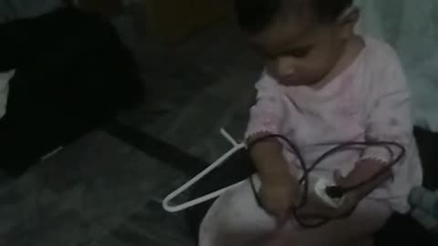 Playing with MobileCharger, She's calling mama loudly 😍