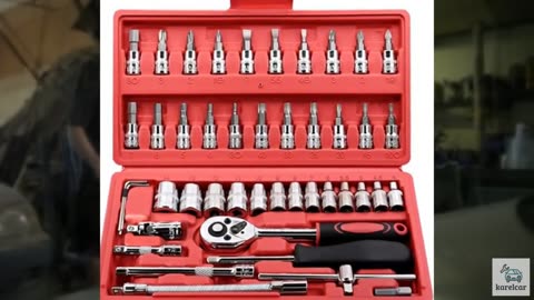 Egofine 46 Pieces 1/4 inch Drive Socket Ratchet Wrench Set, with Bit Socket Set