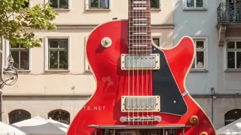 Guitar-shaped coffee kiosk 🎸