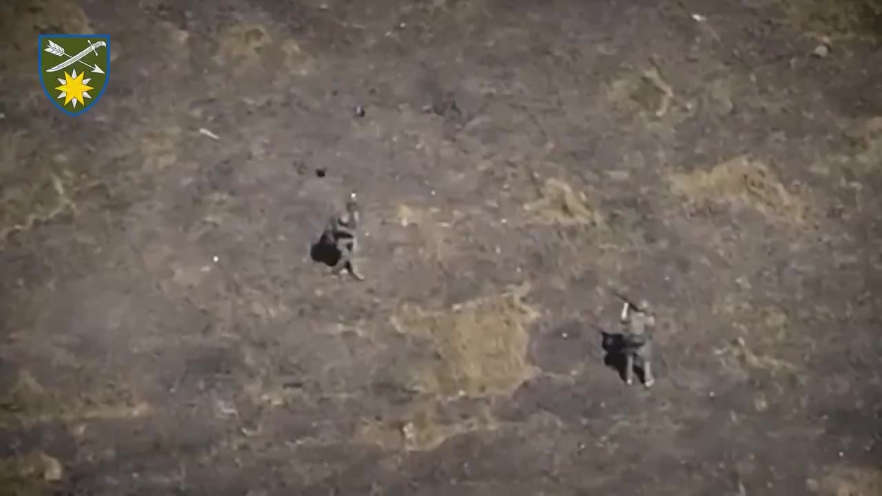 Russian soldier throws AK47 to take down drone