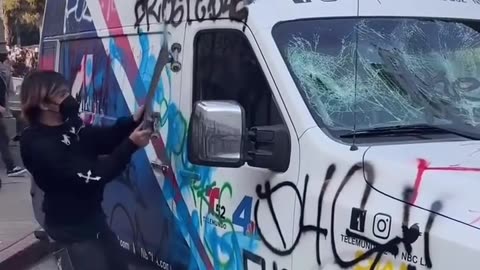 LA Uproar: Rioters Wreck News Truck!