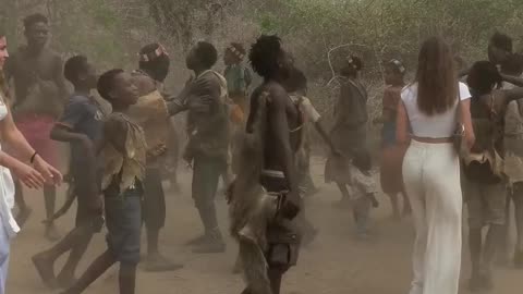 Hadzabe Tribe happy to meet lots Tourist