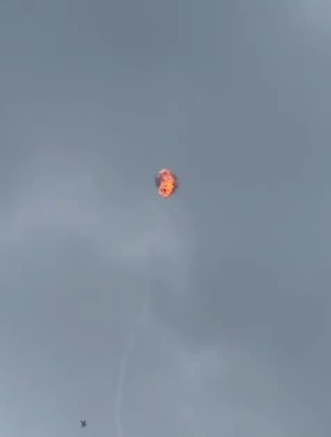 Ukrainian F16 Shooting Down Russian Shahed with Air-to-Air Missile Directly Overhead