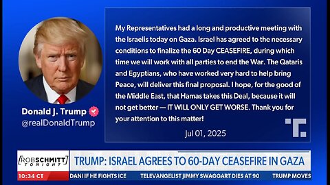 ISRAEL AGREES TO A 60 DAY CEASEFIRE IN GAZA