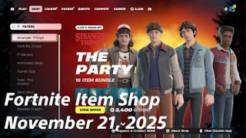 Fortnite Item Shop|November 21, 2025(*New* Stranger Things Bundles)