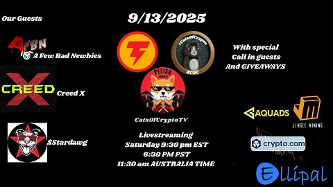 CatsOfCryptoTV Live with AFBN Creed X & Stardawgs sponsored by JingleMining