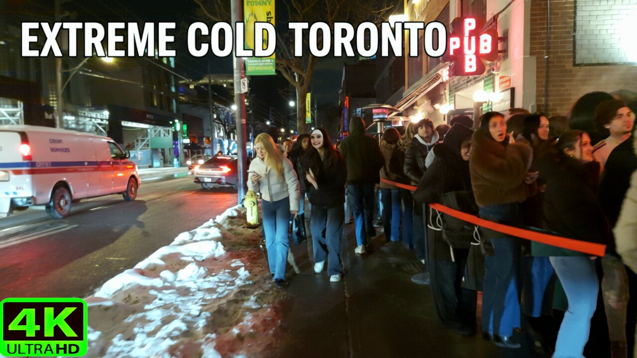 【4K】Extreme Cold Friday Night Walk ❄️ Toronto Before the Snowstorm Canada 🇨🇦