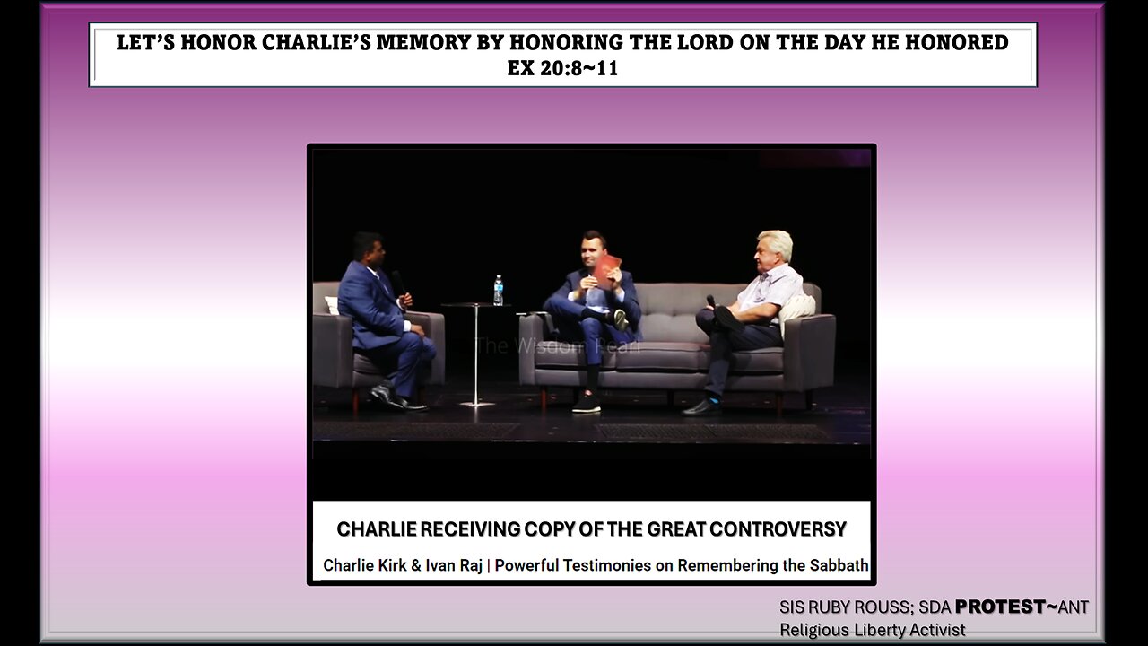POWERFUL TESTIMONIES ON THE SABBATH:CHARLIE KIRK RECEIVES THE GREAT CONTROVERSY