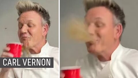 No wonder he’s spitting out his drink