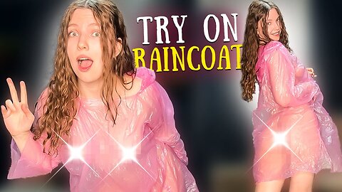 [4K USA] CUTE PINK RAINCOAT REVIEW! NEW STYLISH VERY TRANSPARENT TRY ON HAUL AND MORE IDEAS! NO BRA