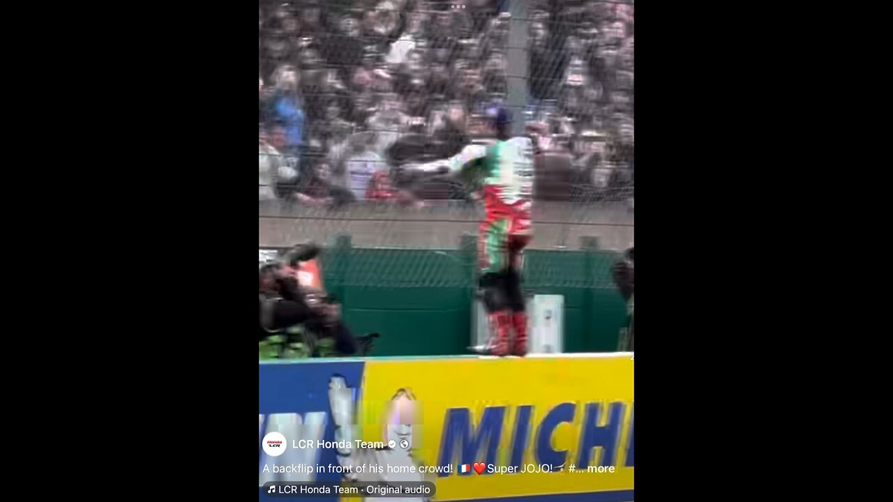 Johann Zarco back flips after winning France MotoGP race.