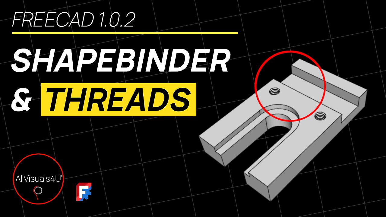 🌟 FreeCAD Shape Binder - Milled Block - FreeCAD Threaded Hole - FreeCAD Hole Tutorial | #Shorts