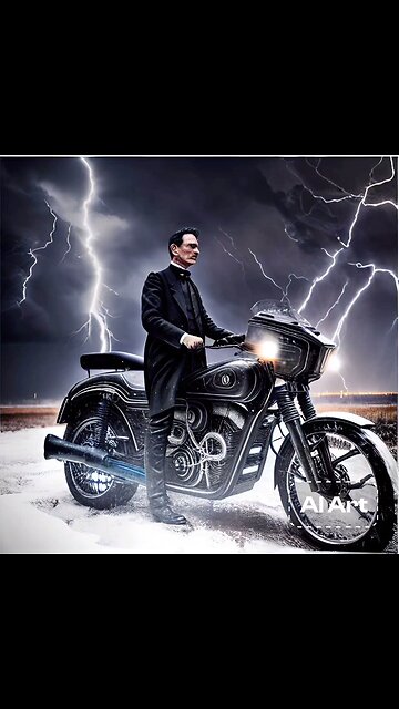 Nikola Tesla on a Harley!