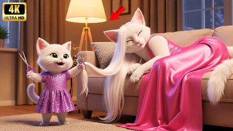Oh no!😱 The naughty kitten cut ✂ its mother cat's hair and sold it to buy toys😭😭