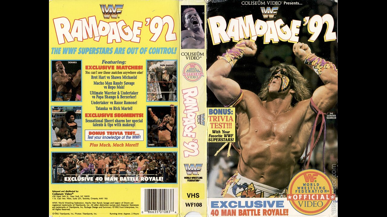 FULL HOME VIDEO; WWE Rampage ’92 ¦ Undertaker & Ultimate Warrior team up; Hart vs. Michaels