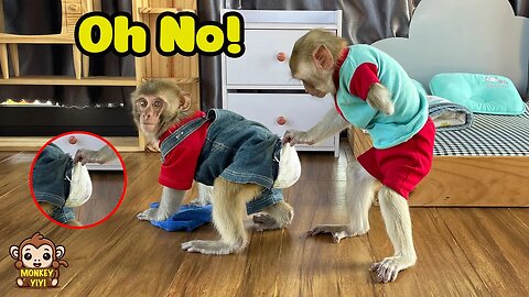 YiYi's shy reaction is funny when YinYin discovers her pants are torn