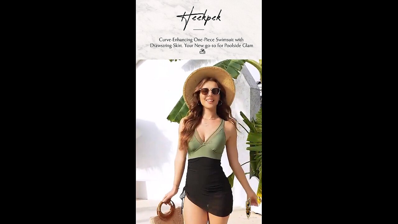 Heekpek Curve-Enhancing One-Piece Swimsuit with Drawstring Skirt☀️🏖️
