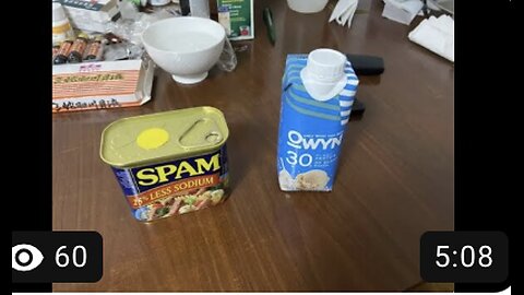 This is Me Eating Spam And Drinking vanilla Ice cream Milk