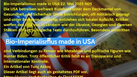 Bio-Imperialismus made in USA 22. Mai 2025 NDS