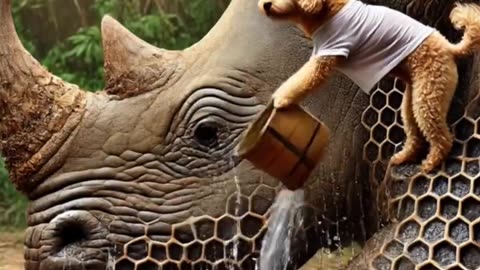 Incredible Dog Rescues Rhino from the Wild🐶