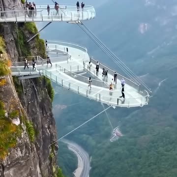 The World s Craziest Cliff Slide! 🤯(Not Real) #GlassAdventure