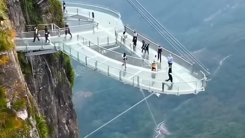 The World s Craziest Cliff Slide! 🤯(Not Real) #GlassAdventure