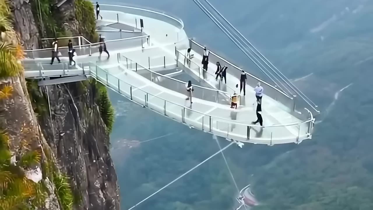 The World s Craziest Cliff Slide! 🤯(Not Real) #GlassAdventure