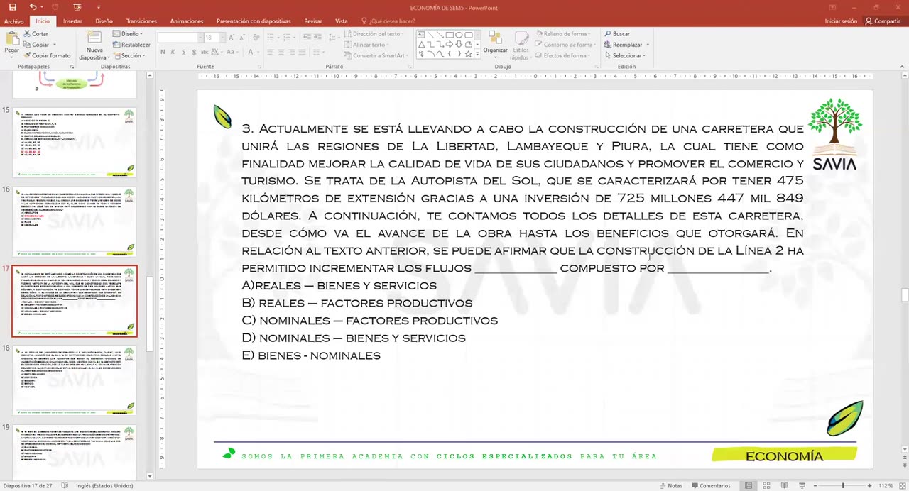 SAVIA REGULAR 2025 | Semana 05 | Economía
