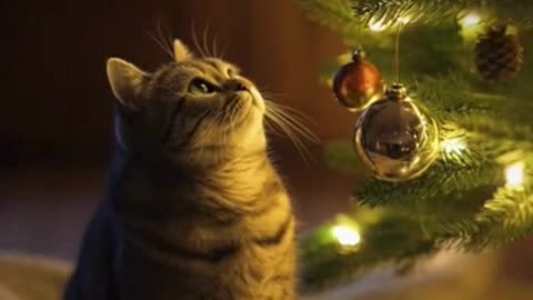 🐱🎅 My Cat Just Saw Santa for the First Time… His Reaction Is Priceless 😂🎄