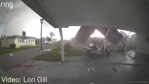 Likely Tornado damages mobile homes in Ranchero Village, Florida