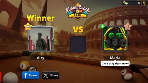 8 Ball Pool Online : Smart Strategy for an Easy Win Against Maria on Table 9