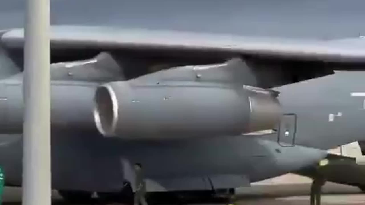 An unusual sight: A Chinese military transport plane landed this morning (Tuesday)