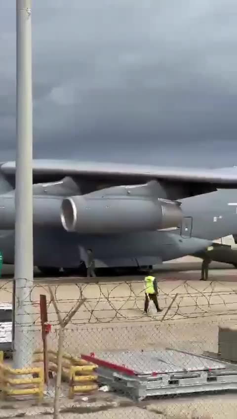 An unusual sight: A Chinese military transport plane landed this morning (Tuesday)