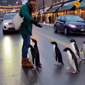 Sassy Penguin Crossing Guard