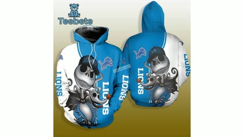 Jack Skellington Zero Detroit Lions Blue White Christmas 3D Hoodie