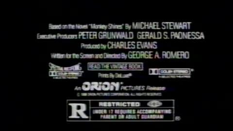 "Monkey Shines" from Orion Pictures Movie Trailer TV Commercial from 1988
