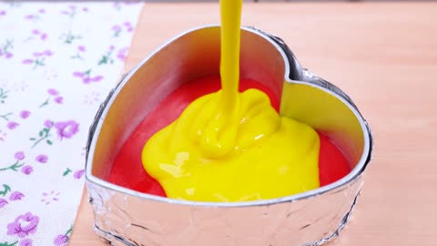 Rainbow Jelly heart cake Decor