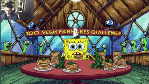 SpongeBob SquarePants Attempts The Vegan Pancakes Eating Challenge Fake Funny Parody 2D Animated