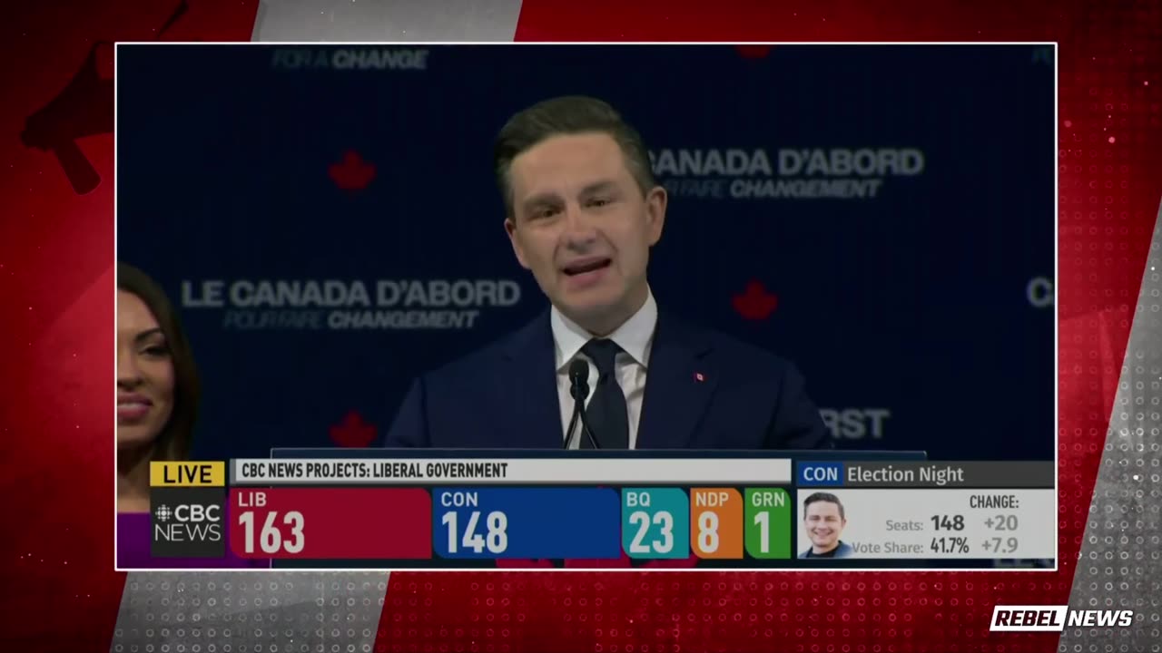 Conservative Leader Pierre Poilievre delivers his concession speech